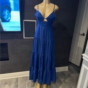 Royal Blue Boho  Tiered Maxi Sundress small